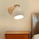 Dome Shape Sconce Light Fixture 1-Light Metal and Wood Wall Mounted Lighting