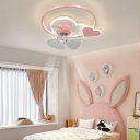 Contemporary Style Flush Mount Ceiling Fan LED with Acylic Shade Fan Lighting