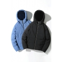 Fancy Parka Coat Whole Colored Pocket Long Sleeves Loose Hooded Zipper Parka Coat for Men