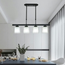 3-Light Hanging Lamp Kit Minimalism Style Cylinder Shape Glass Down Lighting Pendant