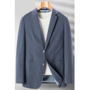Cozy Mens Blazer Pure Color Pocket Regular Fitted Lapel Collar Double Buttons Blazer