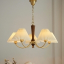 Wood Chandelier Lighting Fixtures Modern Fabric Multi Pendant Light for Living Room