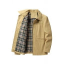 Hot Guy's Jacket Solid Color Pocket Designed Long Sleeve Regular Spread Collar Jacket