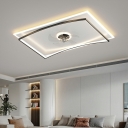 Geometric Shape Flush Mount Ceiling Fan Minimalistic LED Fan Lighting in Black