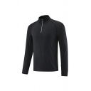 Running Training Fitness T-shirt Long-sleeved Half-zip Quick Dry Breathable Sports Tees for Men
