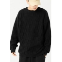 Leisure Boys Sweater Plain Long-sleeved Crew Collar Oversized Pullover Sweater