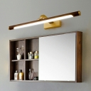 Modern Led Bathroom Lighting with Linear Walnut Shade Wall Mount Light in Natural Light