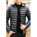 Popular Guys Parka Coat Solid Pocket Designed Long Sleeves Hooded Fitted Zipper Parka Coat