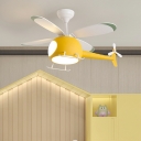 Kid's Room Mickey Air Plane Flushmount Fan Plastic Shade Ceiling Fan for Boys