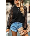 Autumn and Winter Trendy Women's Blouse Long-sleeved Pullover Casual Lace Button Shirt