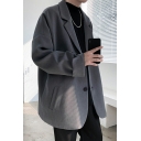 Original Mens Blazer Pure Color Pocket Long Sleeve Fitted Lapel Collar Two Buttons Blazer