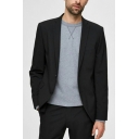 Freestyle Blazer Whole Colored Lapel Collar Long-Sleeved Single Button Blazer for Guys