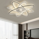 Acrylic Shade Modern Flush Mount Fan Geometric Shape Fan Lighting in Black