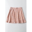 Original Women Skirt Floral Print High Elastic Waist Sashes A-Line Mini Skirt
