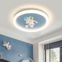 1-Light Flush Mount Lamp Kids Style Round Shape Metal Ceiling Mounted Fixture