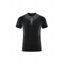 Quick Dry Sports T-shirt Short-sleeved Men Loose Elastic Round Neck Running Training Tees