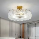 Glass Bedroom Ceiling Light American Retro Light Luxury Crystal Flush Mount Lighting