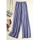 Creative Ladies Pants Solid Color Loose Fit Long Length High Rise Zip Placket Pants