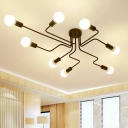 4-Light Flush Light Fixtures Contemporary Style Sputnik Shape Metal Ceiling Mounted Lights