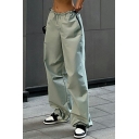 Drawstring Waistband Casual Cargo Pants for Women Street Trendy Simple Loose Pants