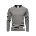 Chic T Shirt Pure Color Long Sleeves Skinny Round Collar Tee Shirt for Men