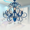 6-Light Hanging Chandelier Contemporary Style Candle Shape Metal Ceiling Pendant Light