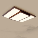 Wood  Modern Flush Mount Ceiling Light Fixtures Minimalism Ceiling Mount Chandelier for Living Room