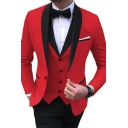 Creative Suit Blazer Plain Shawl Collar Skinny Single Button with Pants Set for Men
