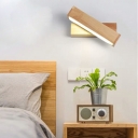 1-Light Sconce Lights Minimalism Style Rectangle Shape Wood Wall Mounted Light