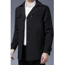 Vintage Boys Coat Plain Long-sleeved Lapel Collar Regular Single Breasted Trench Coat