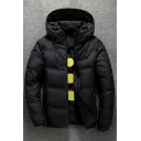 Popular Guys Parka Coat Plain Pocket Design Long Sleeve Hooded Fitted Zipper Puffer Jacket