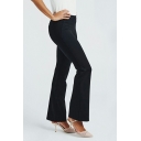 High Waist Flared Pants Women's Casual Slim Black Button Trousers