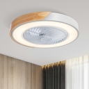 Remote Control Round Bedroom Hanging Fan Lamp Acrylic Nordic 19.7