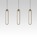 1-Light Pendant Lighting Modernist Style Oval Shape Metal Hanging Ceiling Light