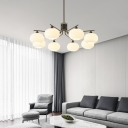 8-Light Chandelier Lights Minimal Style Oval Shape Metal Hanging Ceiling Light