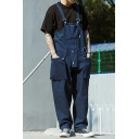 Boys Suitable Overalls Whole Colored Big Pocket Ankle Length Oversized Sleeveless Overalls