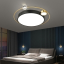 2-Light Flush Light Fixtures Minimalist Style Round Shape Metal Ceiling Mounted Lights