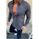 Plus Size Long Sleeve Shirt Men Plain Casual Lapel Cotton Shirt