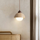 1-Light Hanging Ceiling Lights Dome Shape Stone Pendant Lighting for Hallway Bedside
