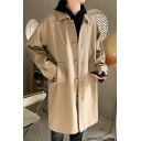 Fashion Men Coat Solid Color Spread Collar Long Sleeves Button Closure Regular Trench Coat