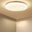 Modern Simple Flush Light Fixtures Round Shape Acrylic and Wood Ceiling Lights
