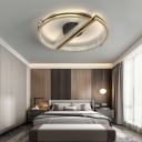 2-Light Flush Light Fixtures Modern Style Round Shape Aluminum Ceiling Mounted Lights