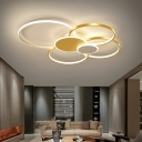 4-Light Flush Light Fixtures Minimalism Style Ring Shape Metal Ceiling Mounted Lights