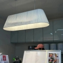 Fabric Chandelier Nordic Style Simple Oval Shape Hanging Light for Cafe Hotel Cashier