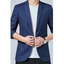 Casual Slim Fit Lapel Suit Men Fashion Long Sleeve Striped Double Buttons Blazer