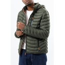 Retro Mens Parka Coat Solid Pocket Fitted Long Sleeve Zip Closure Hooded Parka Coat