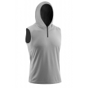 Men's Fashionable Tank Top Whole Colored Sleeveless Hooded Slim Fit Zipper Tank