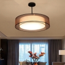 Chinese Style Minimalist Fabric Chandelier Retro Round Chandelier for Living Room