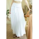 Printed Lace Up Maxi Skirt Women's Casual Beach Swing A-Line Skirt