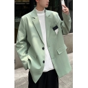 Popular Boy's Blazer Oversized Whole Colored Lapel Collar Long Sleeve Button Fly Blazer